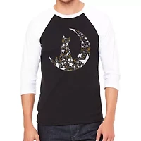 Cat Sitting On Moon - Men's Raglan Baseball Word Art T-Shirt