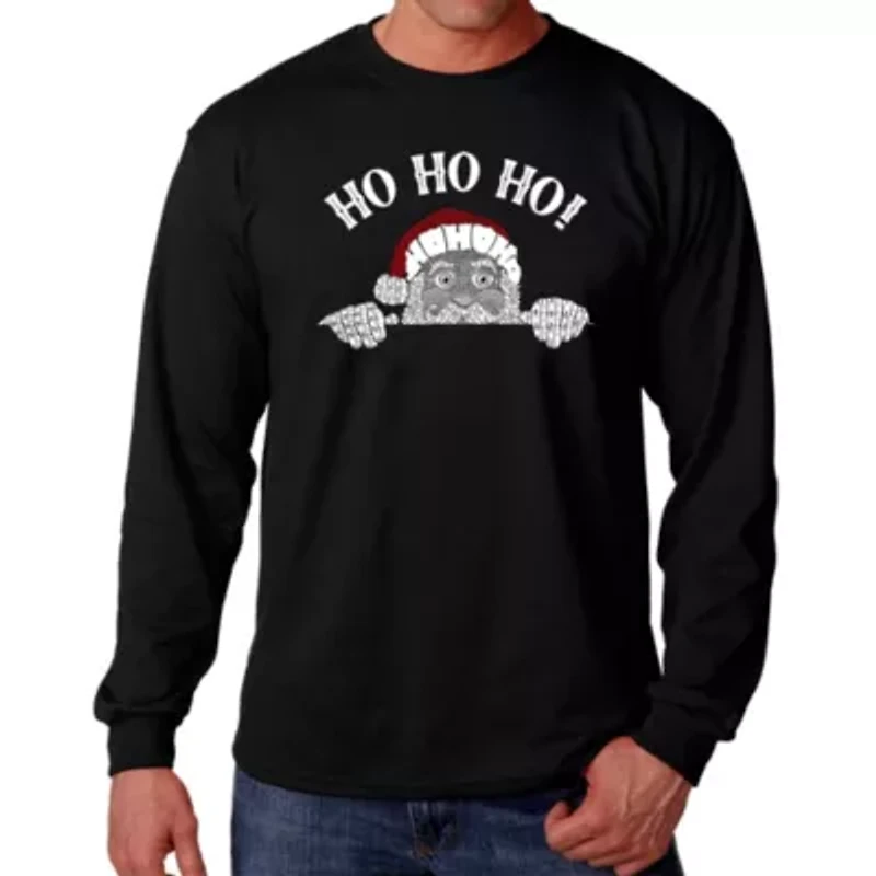 Peeking Santa - Men's Word Art Long Sleeve T-Shirt