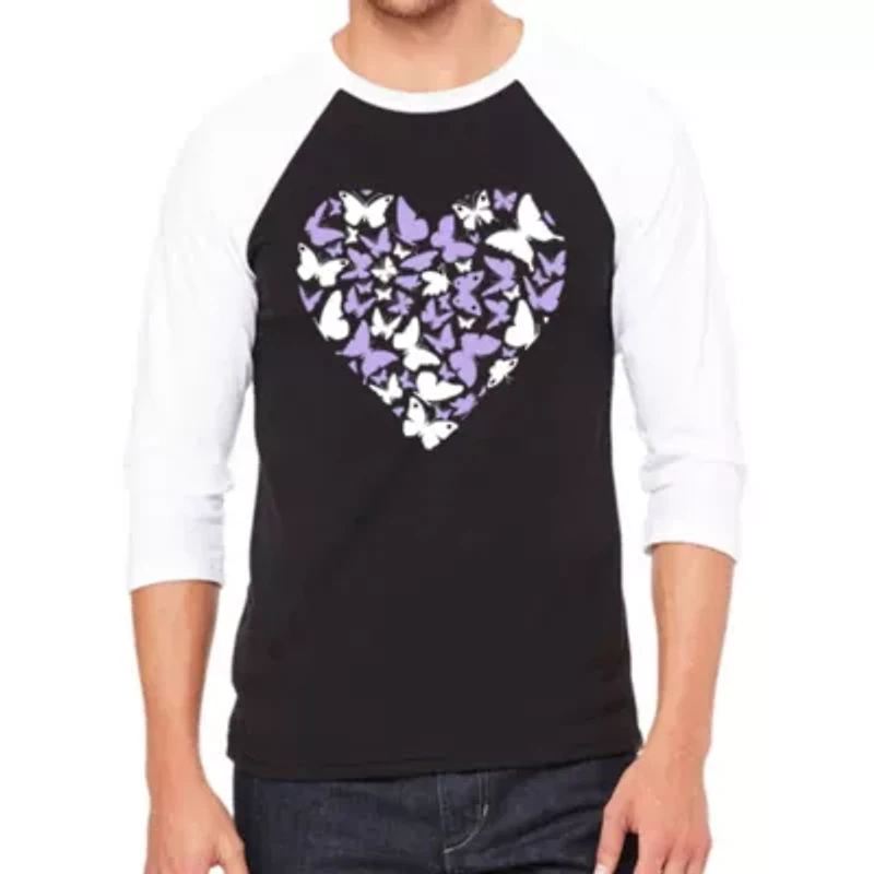 Butterfly Heart - Men's Raglan Baseball Word Art T-Shirt