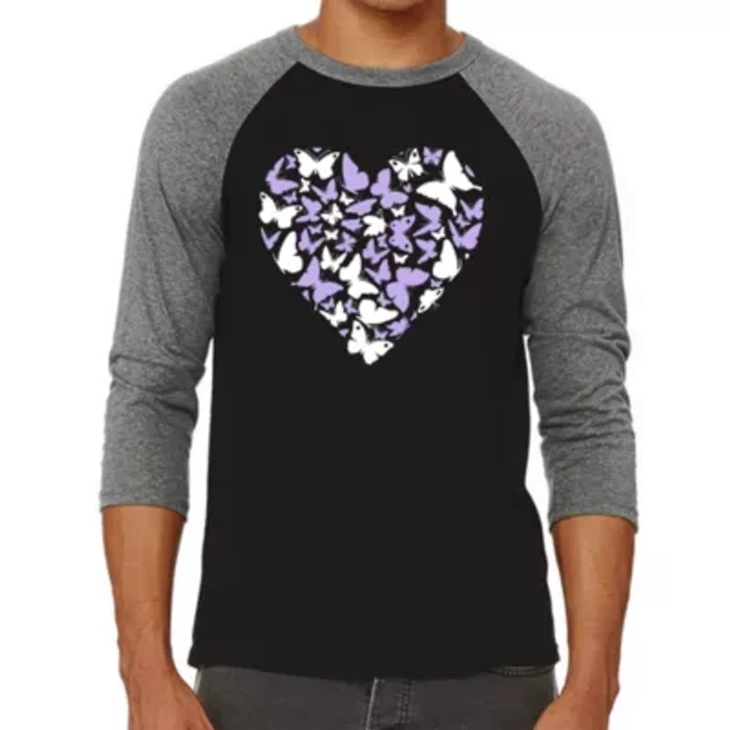 Butterfly Heart - Men's Raglan Baseball Word Art T-Shirt