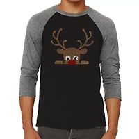 Peeking Reindeer - Men's Raglan Baseball Word Art T-Shirt