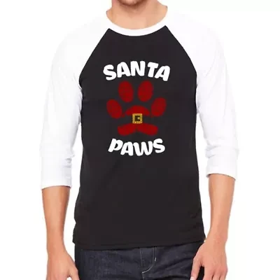 Santa Paws - Men's Raglan Baseball Word Art T-Shirt