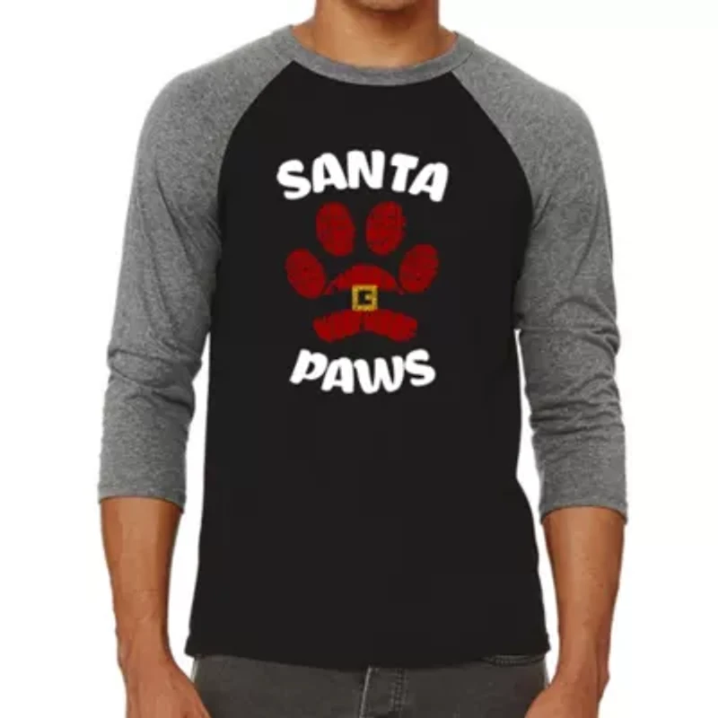 Santa Paws - Men's Raglan Baseball Word Art T-Shirt