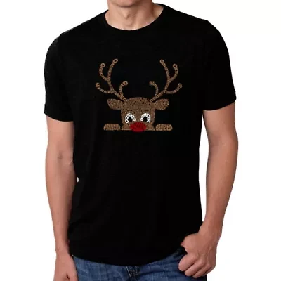 Peeking Reindeer - Men's Premium Blend Word Art T-Shirt