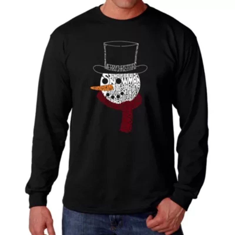 Snowman Face - Men's Word Art Long Sleeve T-Shirt