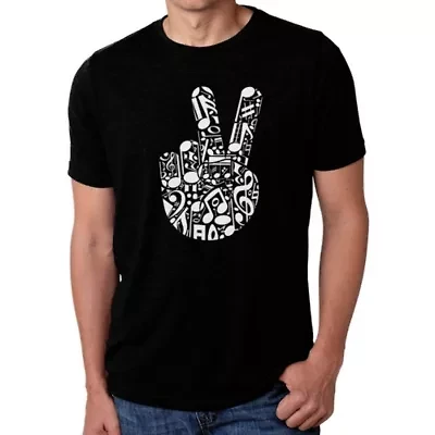 Peace Finger Notes - Men's Premium Blend Word Art T-Shirt