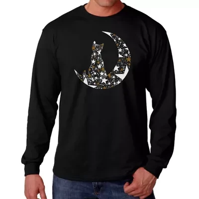 Cat Sitting On Moon - Men's Word Art Long Sleeve T-Shirt