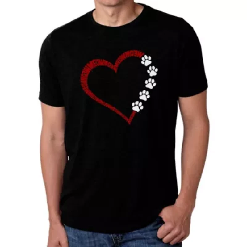 Meow Heart - Men's Premium Blend Word Art T-Shirt
