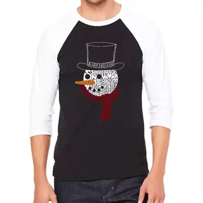 Snowman Face - Men's Raglan Baseball Word Art T-Shirt