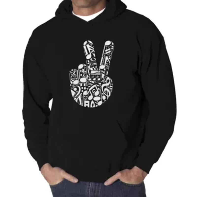 Peace Finger Notes - Men's Word Art Hooded Sweatshirt