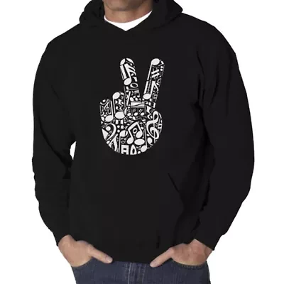 Peace Finger Notes - Men's Word Art Hooded Sweatshirt