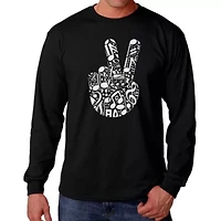 Peace Finger Notes - Men's Word Art Long Sleeve T-Shirt