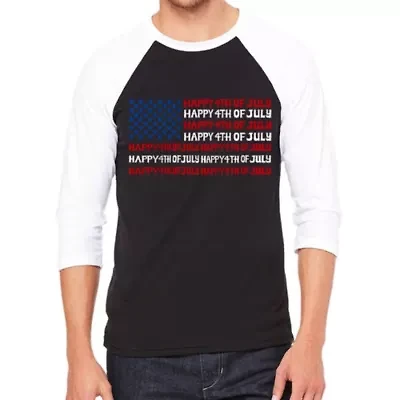 Happy 4th of July - Men's Raglan Baseball Word Art T-Shirt