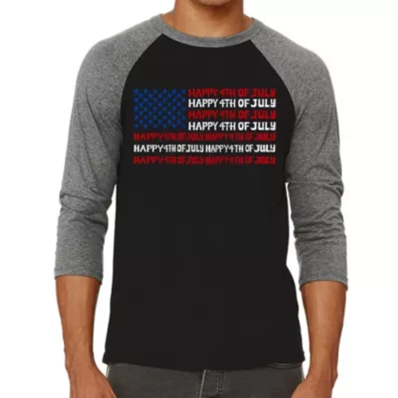 Happy 4th of July - Men's Raglan Baseball Word Art T-Shirt
