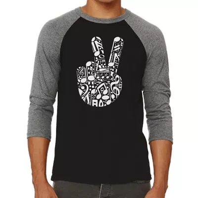 Peace Finger Notes - Men's Raglan Baseball Word Art T-Shirt