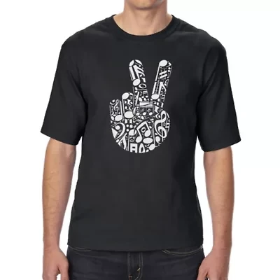 Peace Finger Notes - Men's Tall and Long Word Art T-Shirt