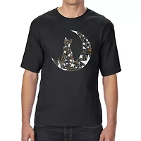 Cat Sitting On Moon - Men's Tall and Long Word Art T-Shirt