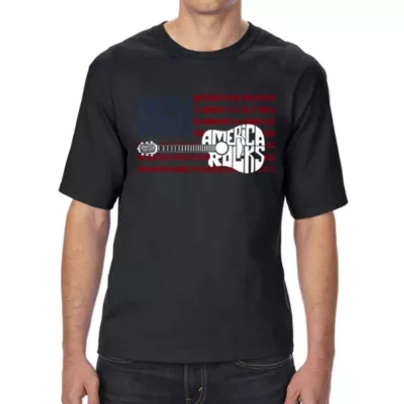America Rocks - Men's Tall and Long Word Art T-Shirt