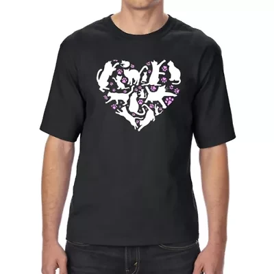 Cat Heart - Men's Tall and Long Word Art T-Shirt