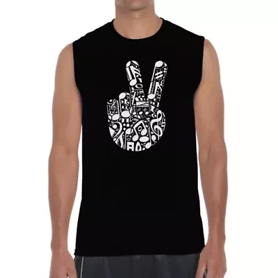 Peace Finger Notes - Men's Word Art Sleeveless T-Shirt