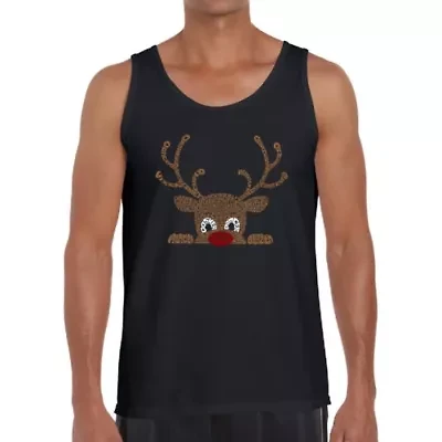 Peeking Reindeer - Men's Word Art Tank Top