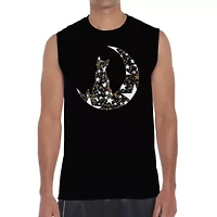 Cat Sitting On Moon - Men's Word Art Sleeveless T-Shirt
