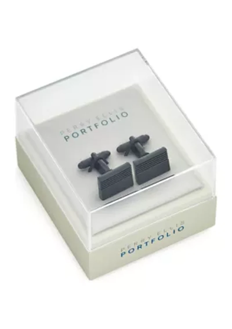 Men's Rectangular Gunmetal Cuff Links