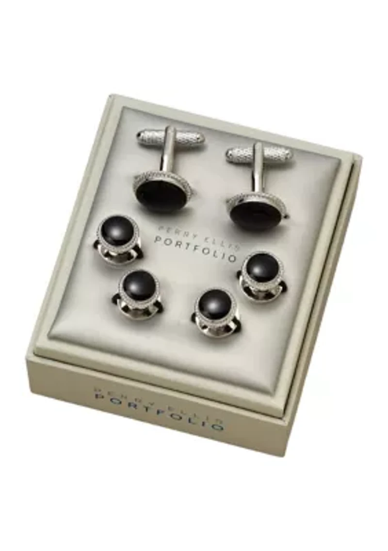 Black Formal Cuff Link Studs Set 