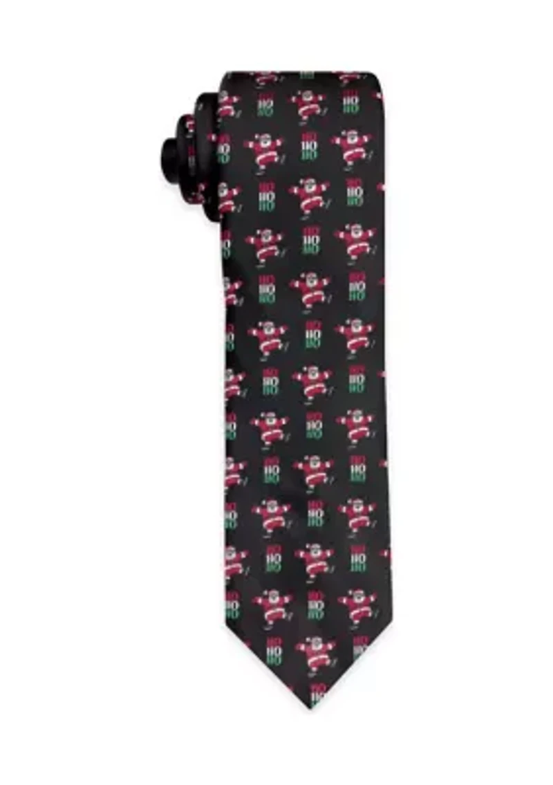 Black Ho Ho Ho Santa Tie