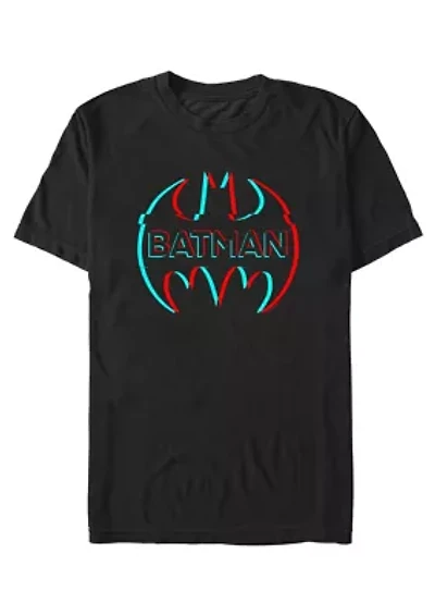 Red Blue Glitch Logo Graphic T-Shirt
