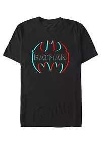 Red Blue Glitch Logo Graphic T-Shirt