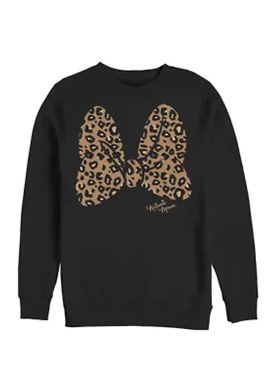 Animal Print Bow Graphic Crew Fleece Sweatshirt