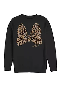 Animal Print Bow Graphic Crew Fleece Sweatshirt