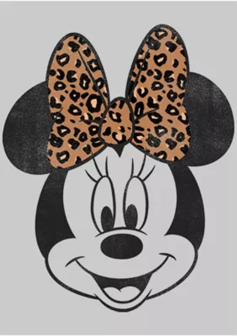 Modern Minnie Face Leopard Crew Fleece Graphic Sweatshirt