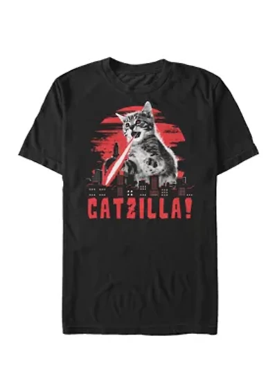 Big & Tall Generic Kitten VS City Graphic Short Sleeve T-Shirt