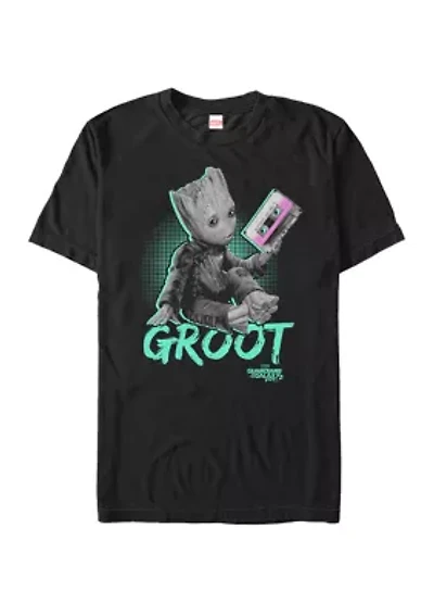 Big & Tall Retro Baby Groot Cassette Tape Short Sleeve Graphic T-Shirt