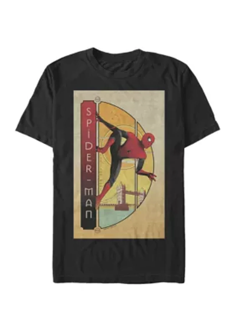 Big & Tall Spider-Man Far From Home Bridge Background Short Sleeve Graphic T-Shirt