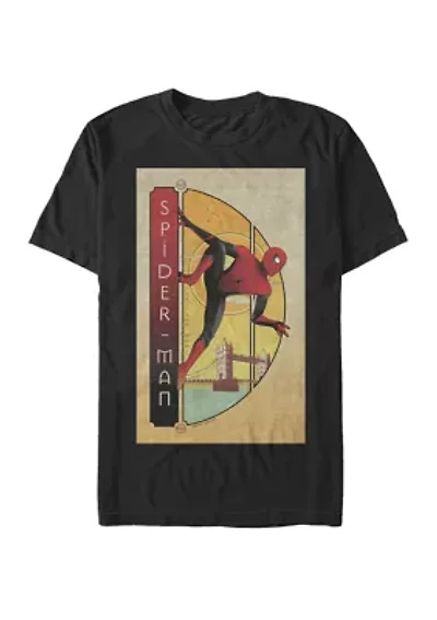Big & Tall Spider-Man Far From Home Bridge Background Short Sleeve Graphic T-Shirt