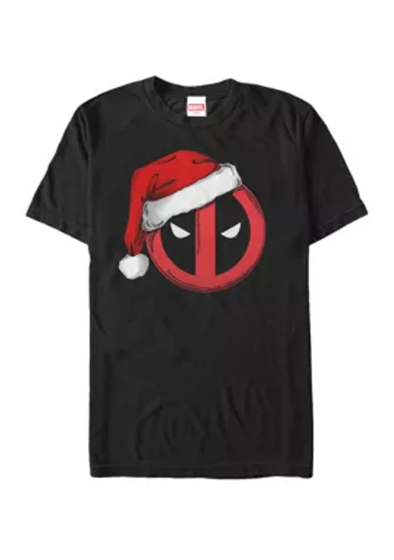 Big & Tall Deadpool Santa Hat Logo Short Sleeve Graphic T-Shirt