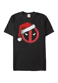 Big & Tall Deadpool Santa Hat Logo Short Sleeve Graphic T-Shirt