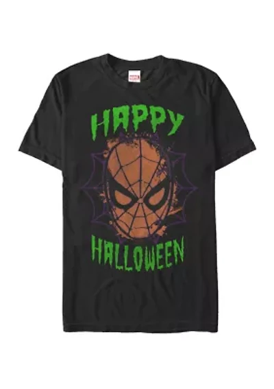 Big & Tall Spider-Man Big Face Happy Halloween Short Sleeve Graphic T-Shirt