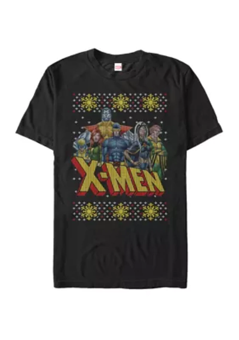 Big & Tall X-Men Christmas Sweater Group Short Sleeve Graphic T-Shirt
