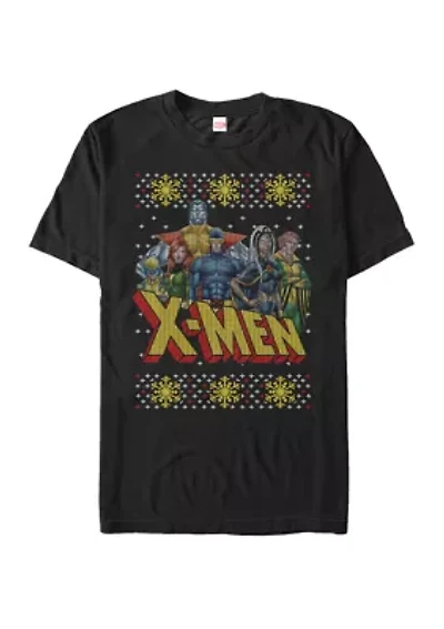 Big & Tall X-Men Christmas Sweater Group Short Sleeve Graphic T-Shirt
