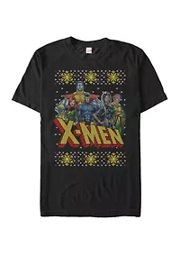 Big & Tall X-Men Christmas Sweater Group Short Sleeve Graphic T-Shirt