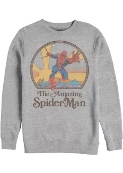 Amazing Spiderman 70s Graphic Crew Fleece Sweatshirt