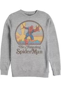 Amazing Spiderman 70s Graphic Crew Fleece Sweatshirt