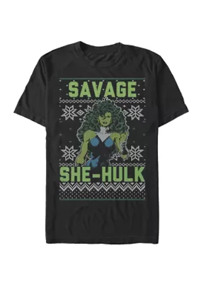Big & Tall Savage She Hulk Sweater Print Short Sleeve Graphic T-Shirt