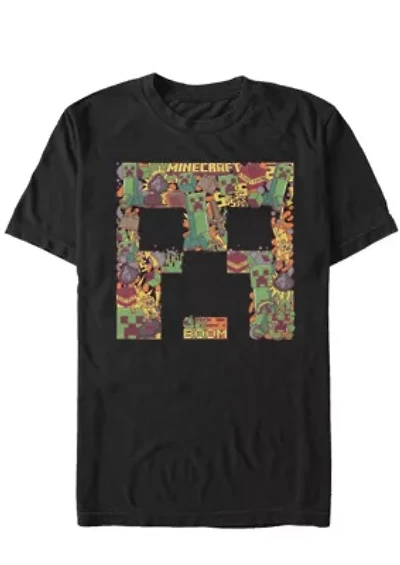 Creeper Face Collage Graphic T-Shirt