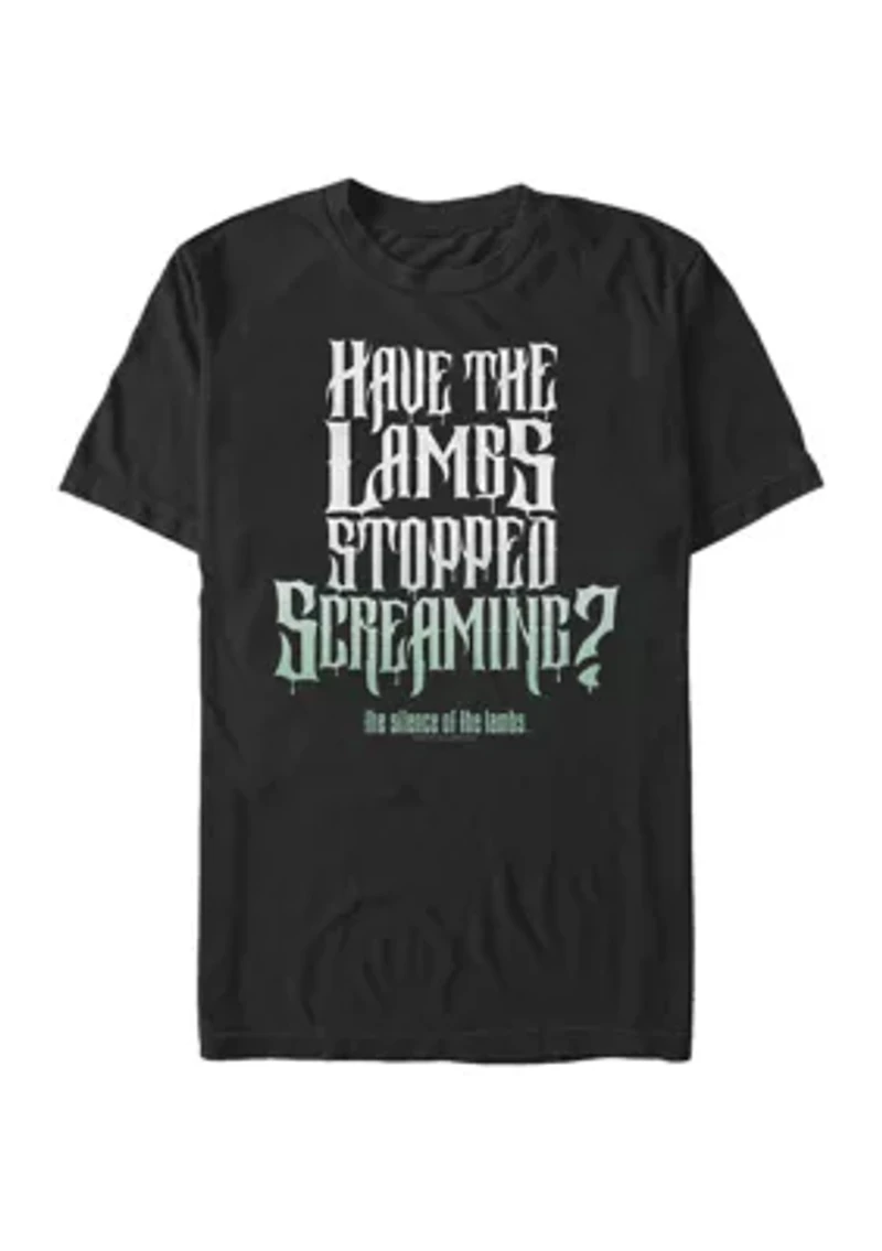 Big & Tall Have The Lambs Stopped Screaming Text Short Sleeve Graphic T-Shirt