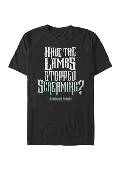 Big & Tall Have The Lambs Stopped Screaming Text Short Sleeve Graphic T-Shirt